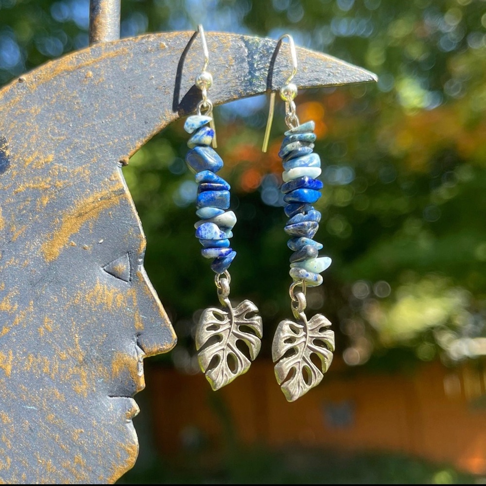 Handmade Sodalite Beaded Tropical Earrings